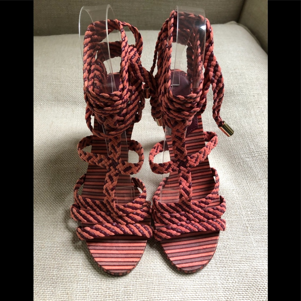 Jimmy Choo Sandals Ankle Wrap Heels Stripe Trix 6 - Picture 5 of 8